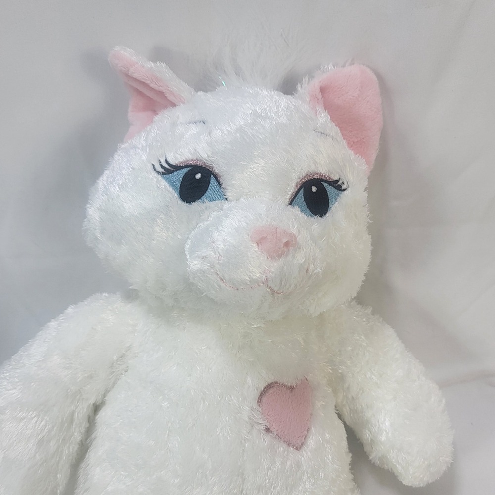 Build-A-Bear Disney Aristocats Marie White Cat Plush Pink Heart 17" Toy